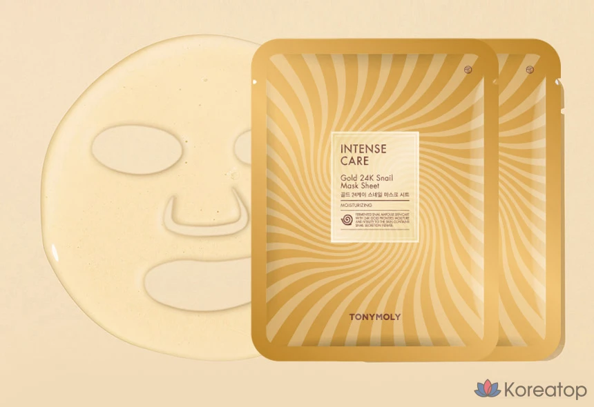 Тканевая маска для лица Tony Moly Intense Care Gold 24K Snail Mask Sheet, 10 шт., фото 3