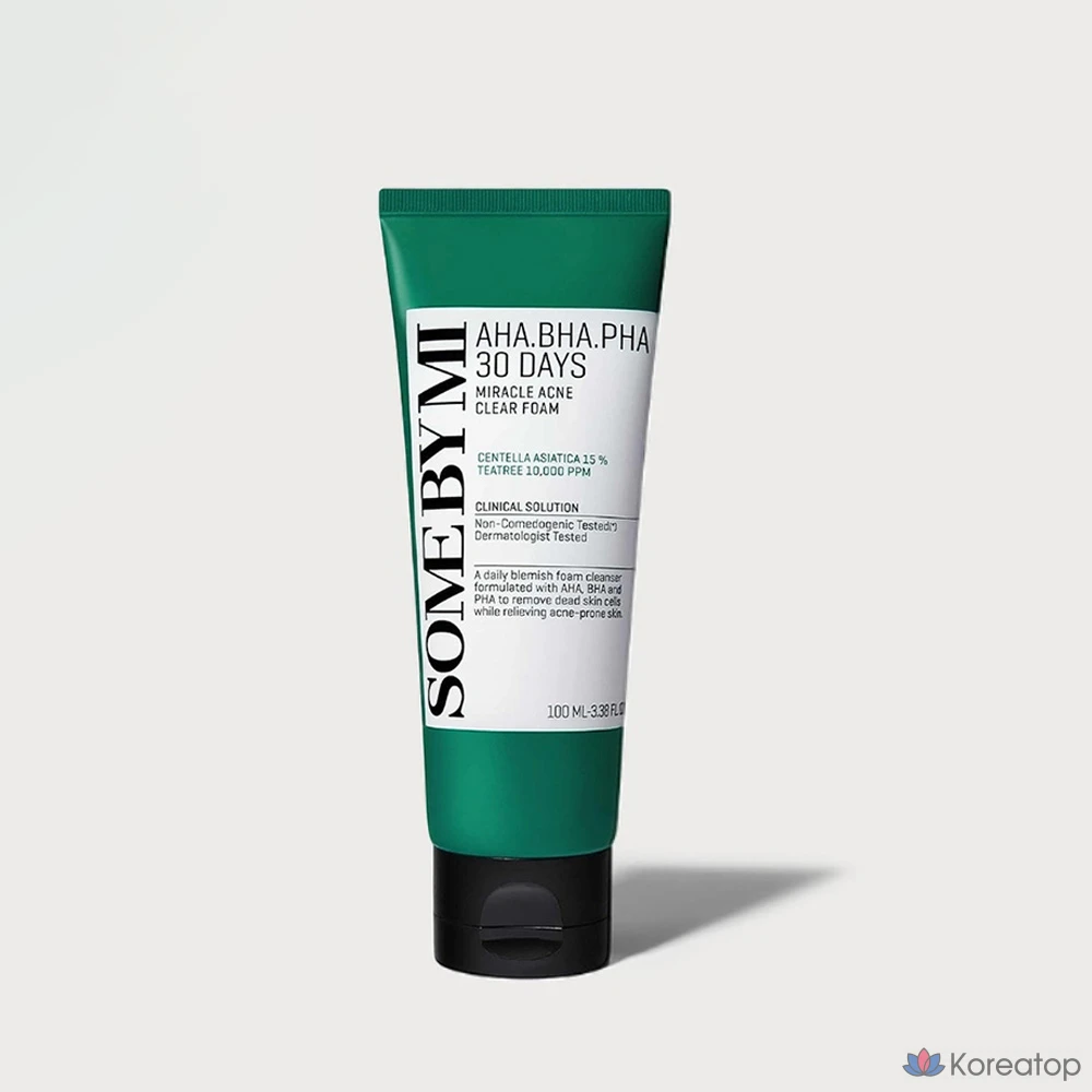 Очищающая пенка Some By Mi AHA BHA PHA 30 Days Miracle Acne Clear Foam, 100 мл, 1 шт.