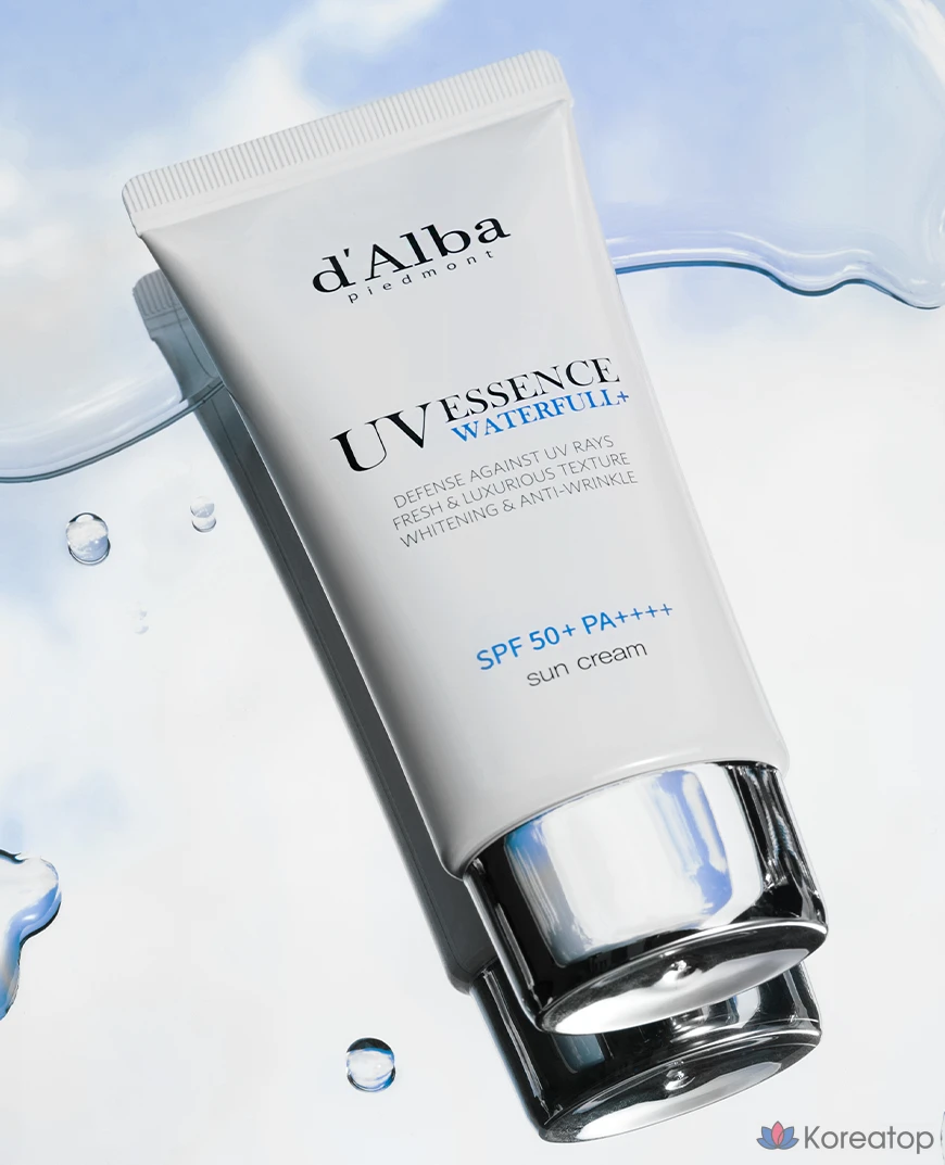 Набор для ухода d'Alba Waterful Essence Sun Cream SPF50+ PA++++ 50 мл x 2 шт + Balancing Vegan Gel Cleanser 3 мл x 5 шт, 1 шт.