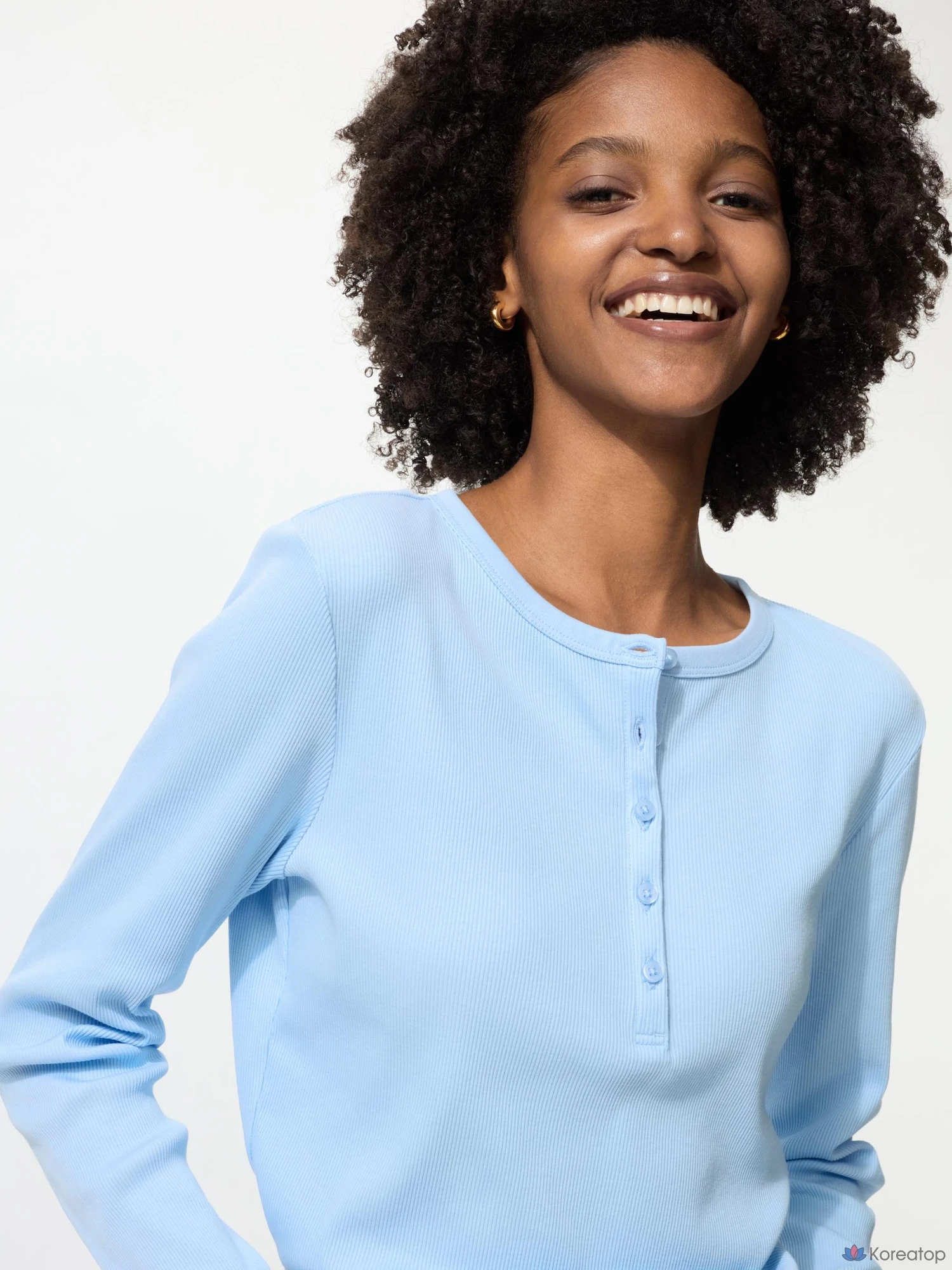 Футболка с длинным рукавом Uniqlo Rib Henley Neck T