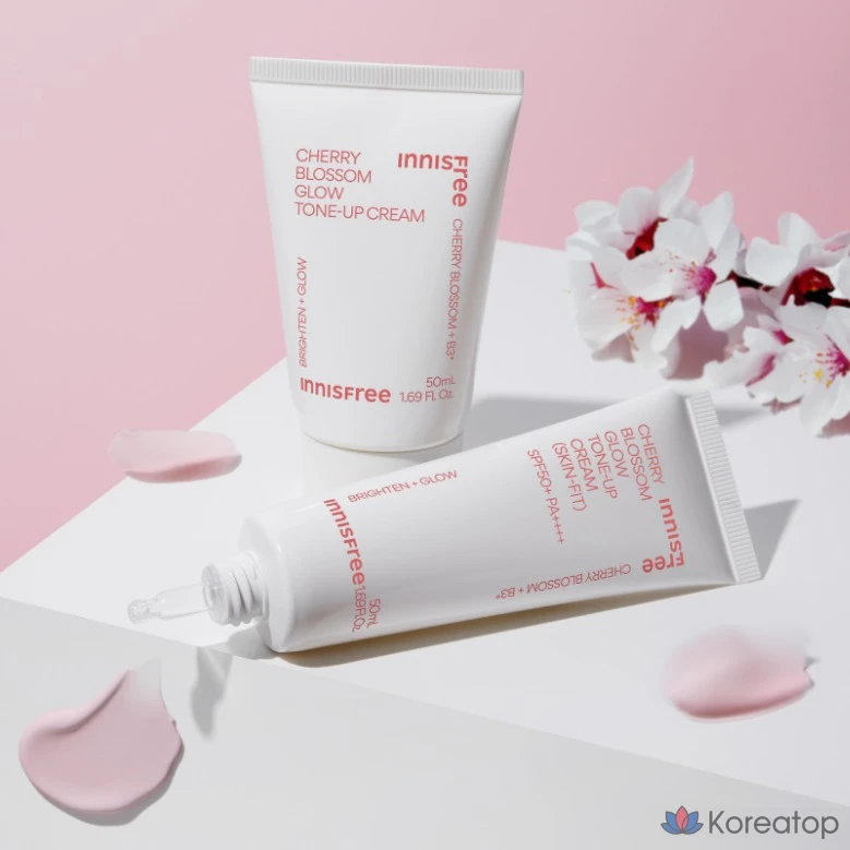 Тонер Innisfree New Cherry Blossom Glow Skin Fit Tone Up Cream SPF50+ PA++++, оттенок Pink, 50 мл, 1 шт.