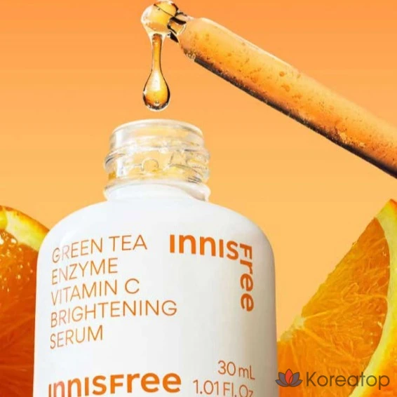 Сыворотка Innisfree Vitamin C Green Tea Enzyme Spot Toning Serum + Pads 2p Set, 45 мл, 1 шт.