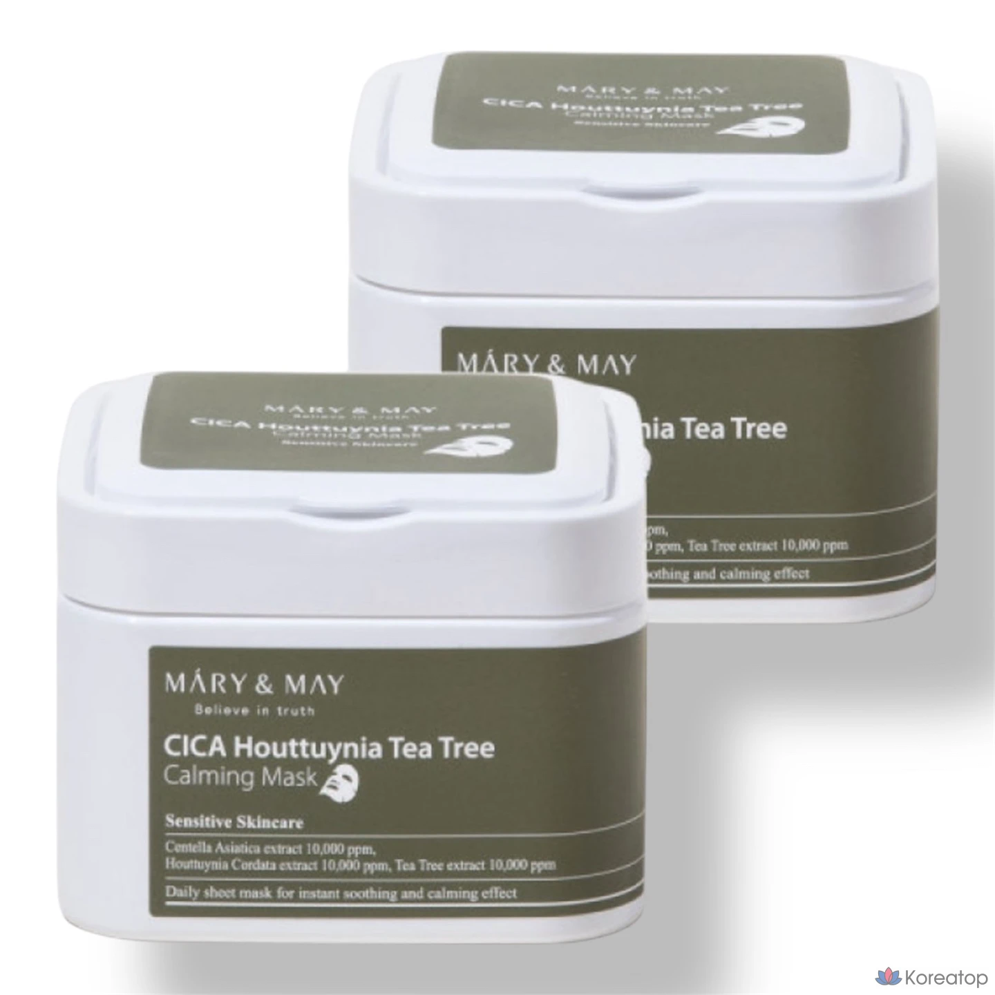 Тканевая маска для лица Mary&May Cica Heartleaf Tea Tree Calming Mask, 400 г, 60 шт.