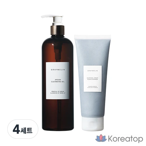 Гидрофильное масло Graymelin Argan Cleansing Oil, 500 мл + Очищающая пена Graymelin Crazy Foam Cleanser Charcoal, 150 мл, 4 шт.