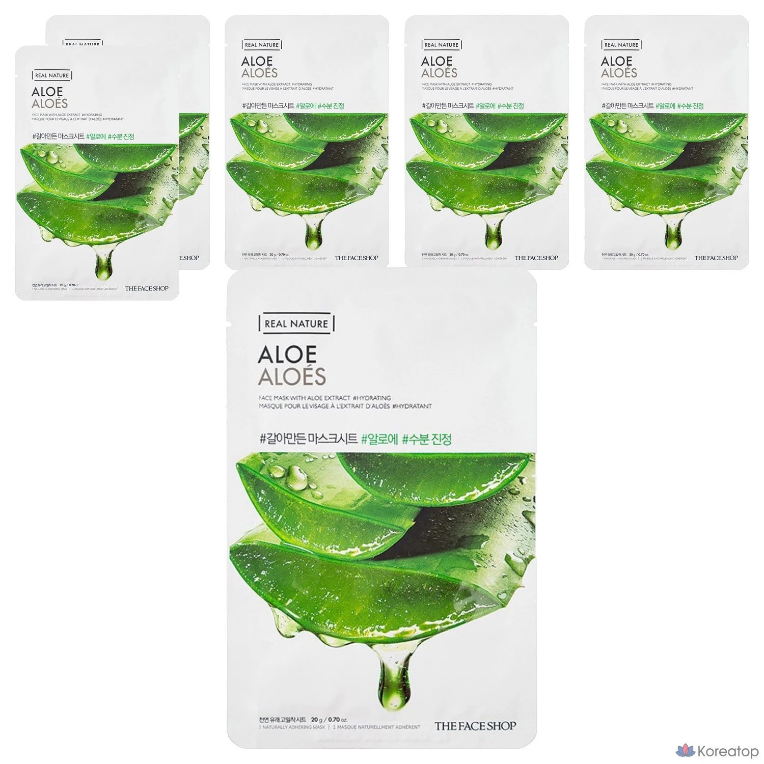 Тканевая маска для лица The Face Shop Real Nature Aloe Mask Sheet, 6 шт.