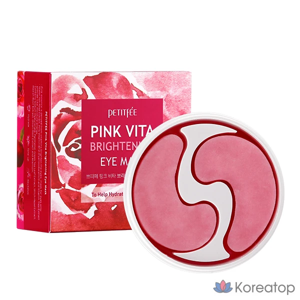 Тканевая маска для глаз Petitfee Pink Vita Brightening Eye Mask, 60 шт.