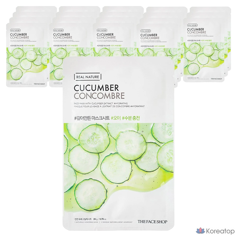Тканевая маска для лица The Face Shop Real Nature Mask Sheet Cucumber, 20 шт.