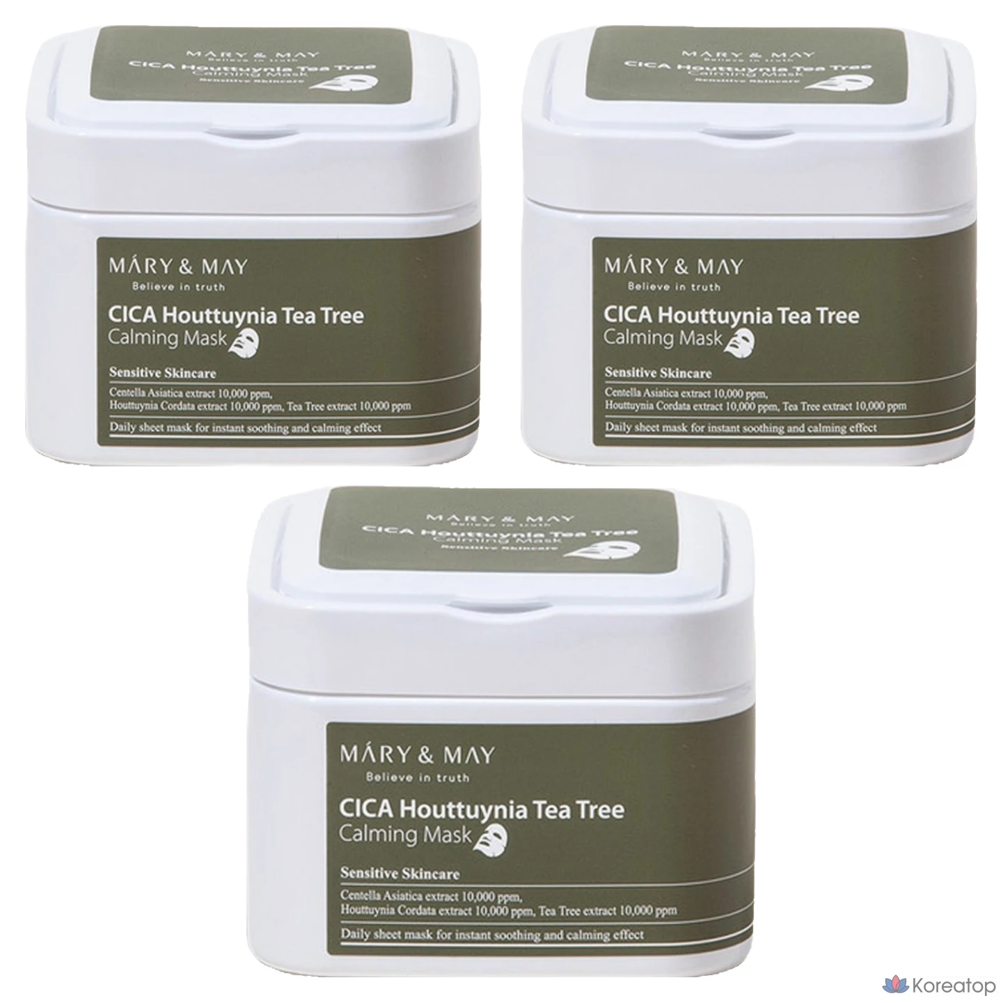 Тканевая маска для лица Mary&May Cica Heartleaf Tea Tree Calming Mask, 400 г, 90 шт.