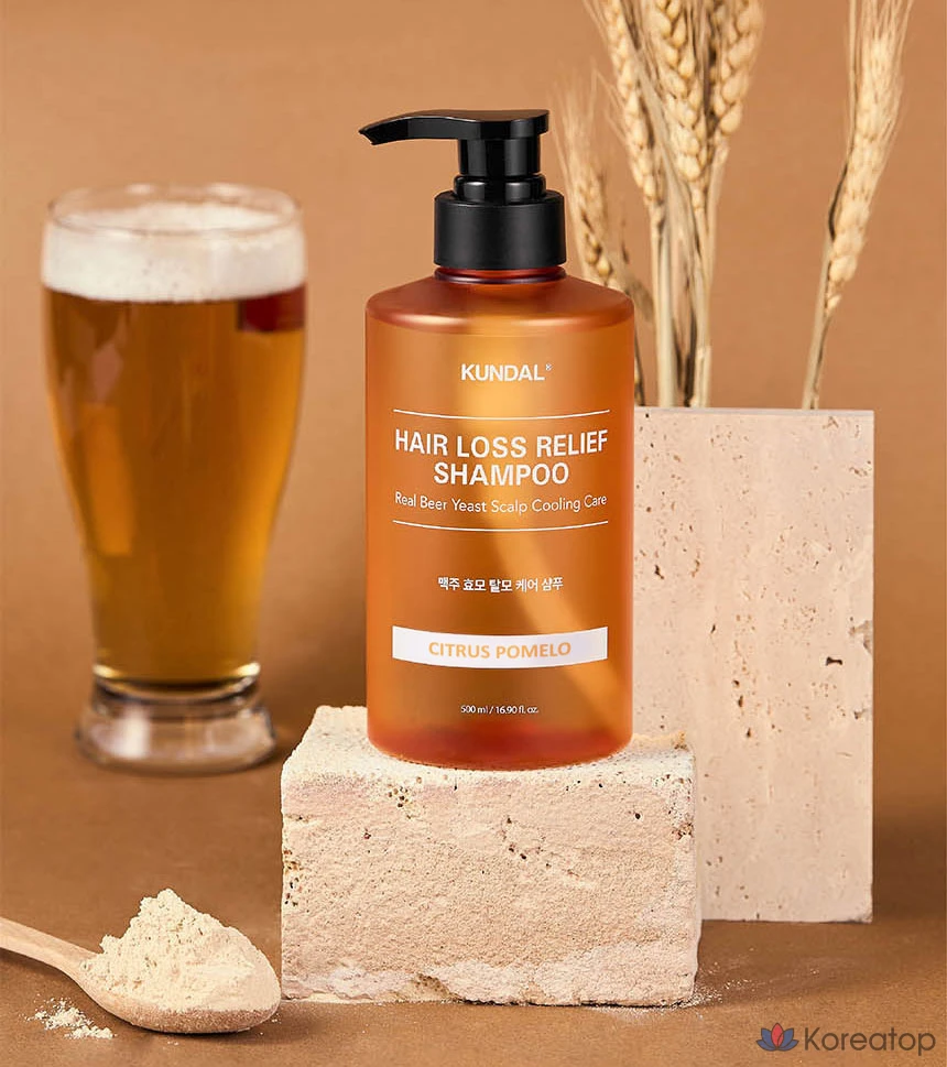 Шампунь Kundal Beer Yeast Anti-Hair Loss Shampoo, аромат Citrus Pomelo, 500 мл, 1 шт.