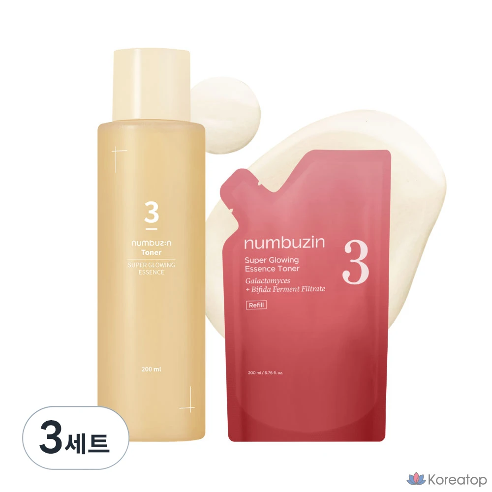 Тонер Numbuzin No.3 Glowing Essence Toner, 200 мл + 200 мл, 3 шт.