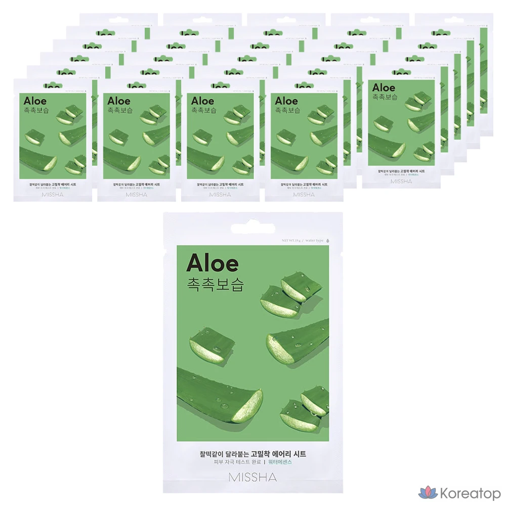 Тканевая маска для лица Missha Airy Fit Sheet Mask Aloe, 60 шт.
