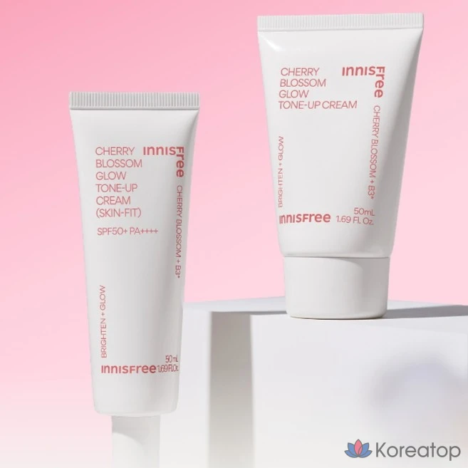 Тонер Innisfree New Cherry Blossom Glow Skin Fit Tone Up Cream SPF50+ PA++++, оттенок Pink, 50 мл, 1 шт.