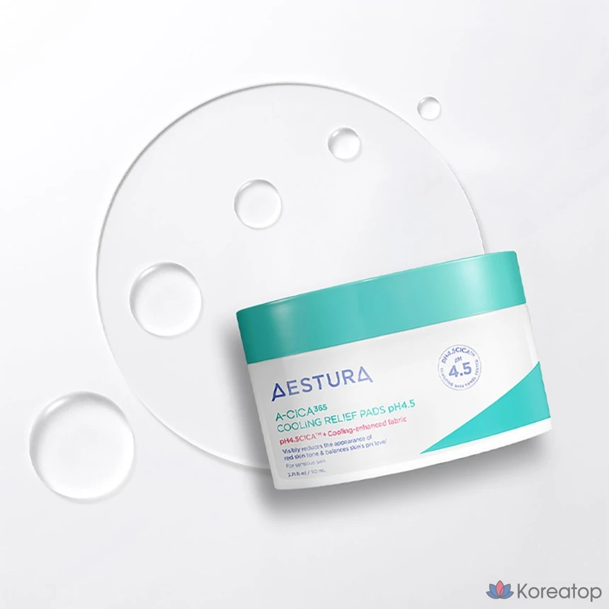 Пэды для лица AESTURA A-Cica 365 Cooling Soothing Pad pH4.5, 110 мл, 60 шт.