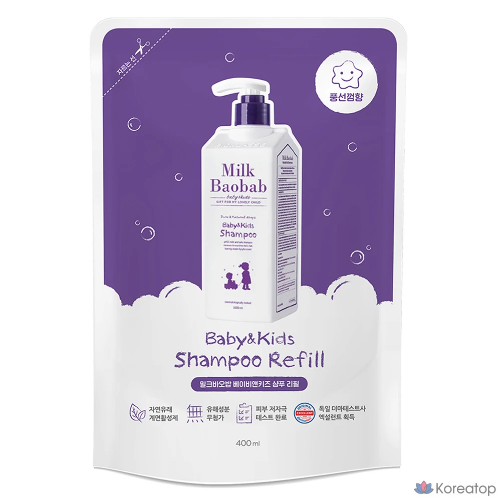 Шампунь Milk Baobab Baby & Kids Shampoo Refill, аромат Bubble Gum, 400 мл, 1 шт.