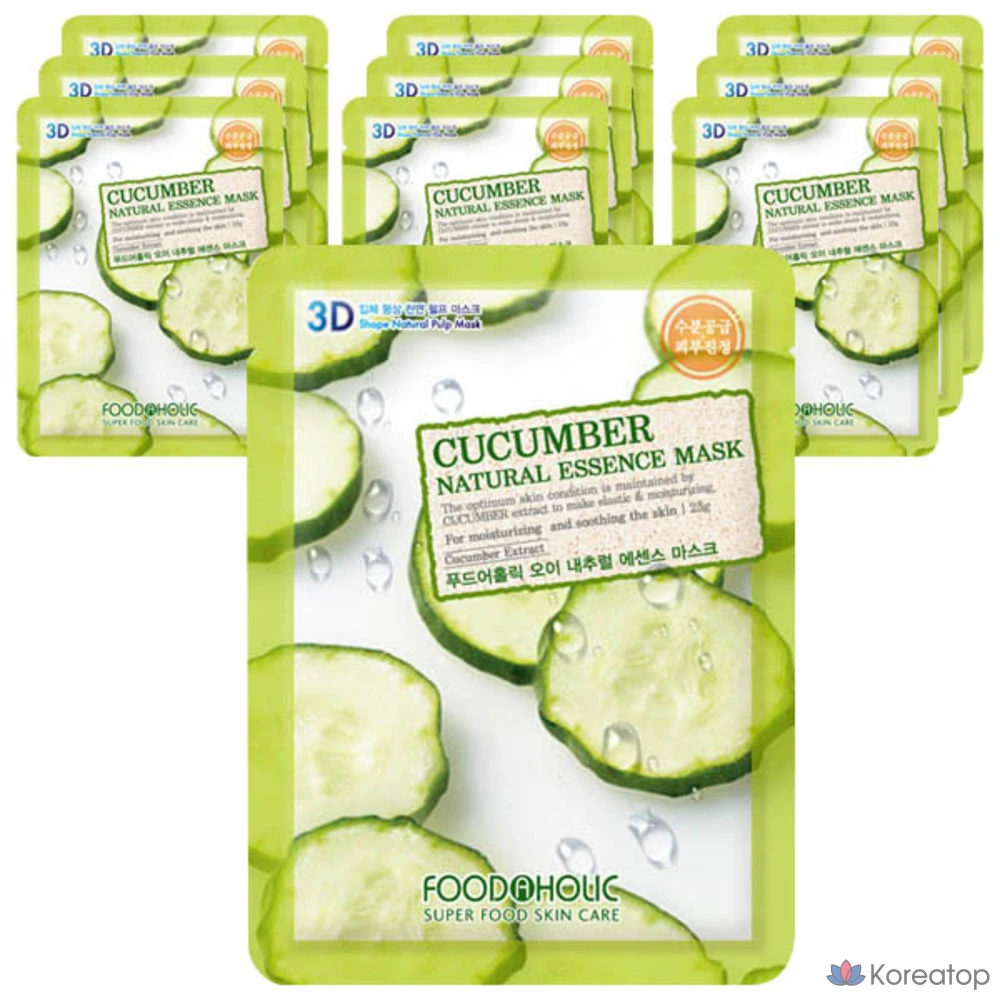 Тканевая маска для лица FoodaHolic Cucumber Natural Essence Mask, 10 шт.