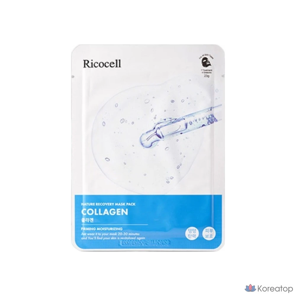 Тканевая маска для лица Ricocell Nature Recovery Mask Collagen, 60 шт., фото 3