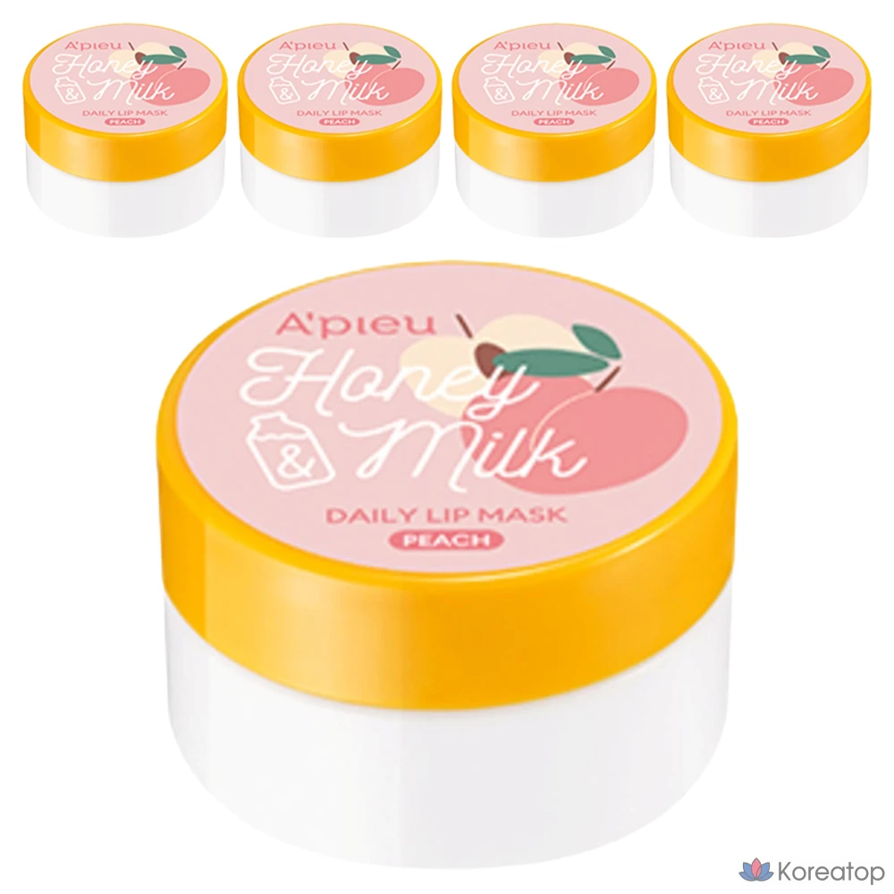 Тканевая маска для губ A'Pieu Honey & Milk Daily Lip Mask, оттенок Peach, 6 г, 5 шт.