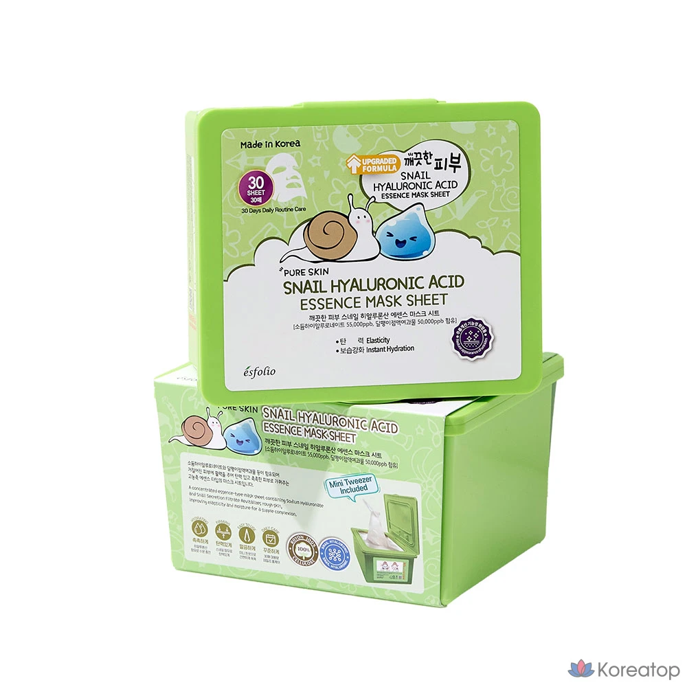 Тканевая маска для лица Esfolio Snail Hyaluronic Acid Essence Mask, 30 шт., фото 2