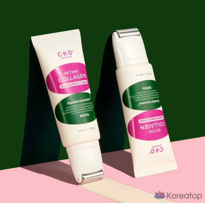 Крем для лица и шеи с массажером Gua Sha CKD Retino Collagen Low Molecular 300, 50 мл + Ампульная сыворотка Collagen 1 мл 3 шт.