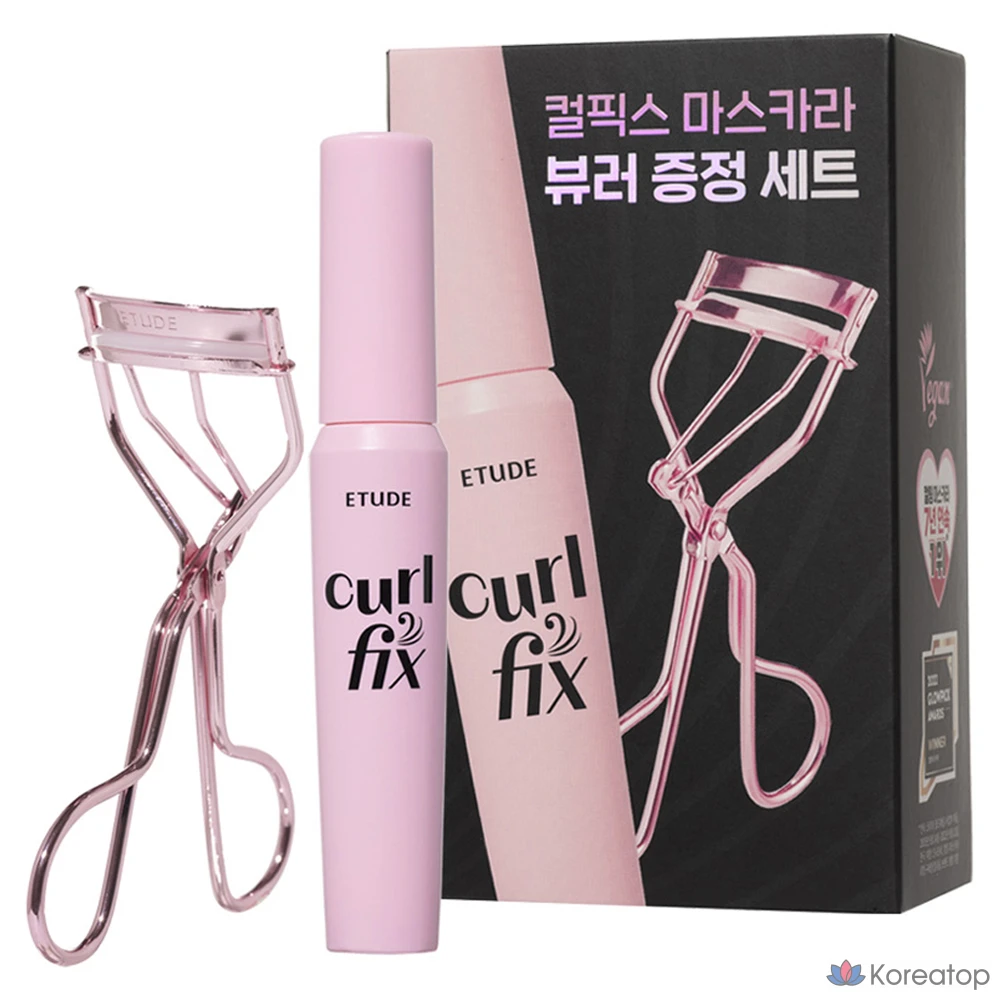 Тушь для ресниц Etude House Curl Fix Mascara + Щипцы для завивки Set, оттенок Black, 8 г, 1 шт.