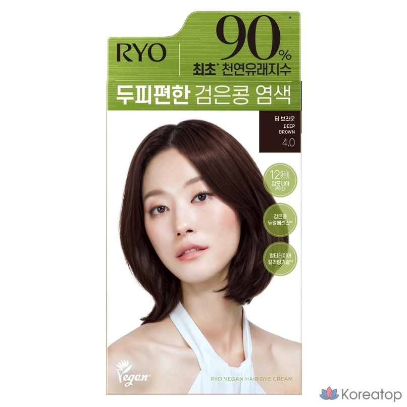 Краска для волос Ryo Scalp Care Black Bean, оттенок 4.0 Deep Brown, 120 г, 1 шт.