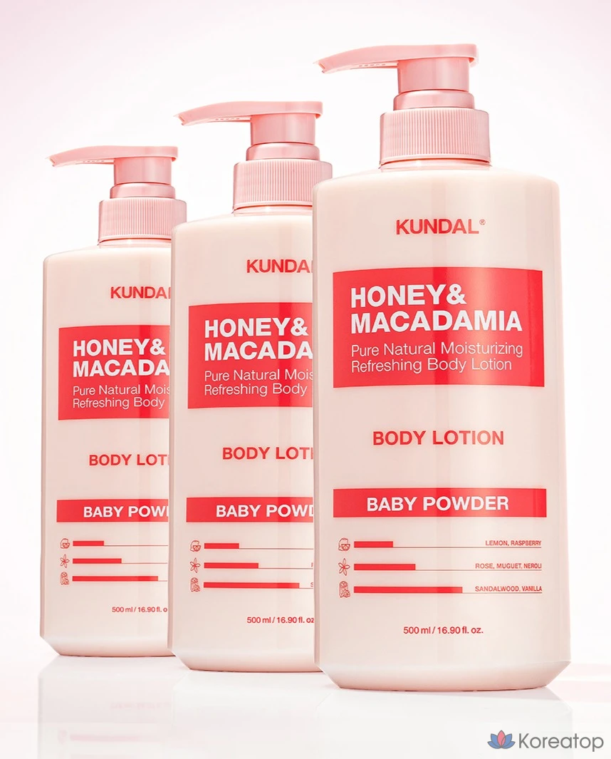 Лосьон для тела Kundal Honey &amp; Macadamia Pure Body Lotion Baby Powder, 500 мл, 1 шт.