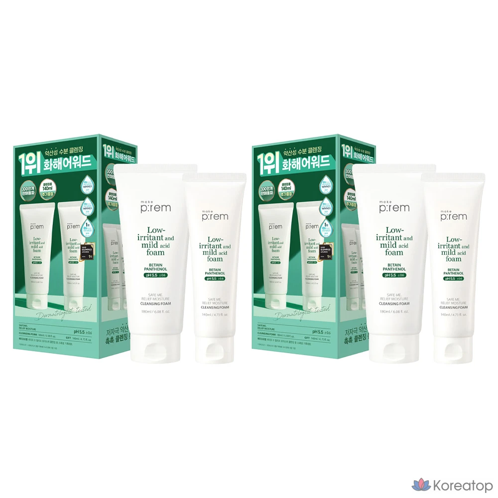 Очищающая пенка MAKE P:REM Safe Me Relief Moisture Cleansing Foam Special Set, 180 мл, 2 шт.