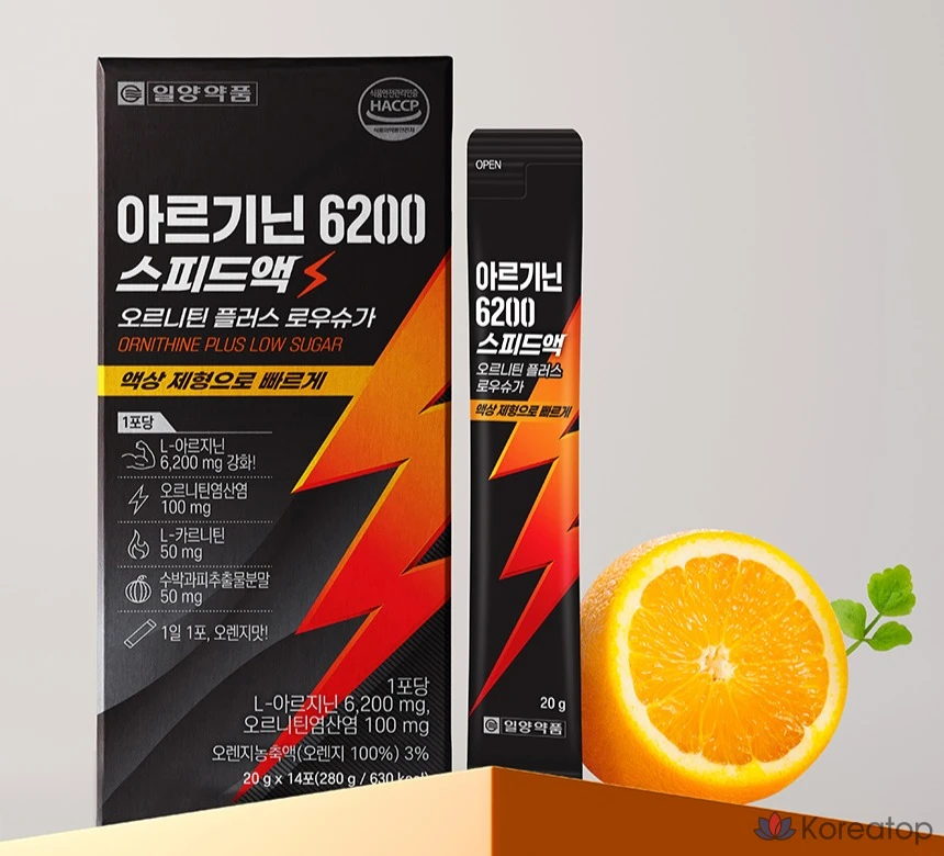 Пищевая добавка Il-Yang Arginine 6200 Speed-Act Ornithine Plus Low Sugar, 14 шт., 280 г, 1 шт.