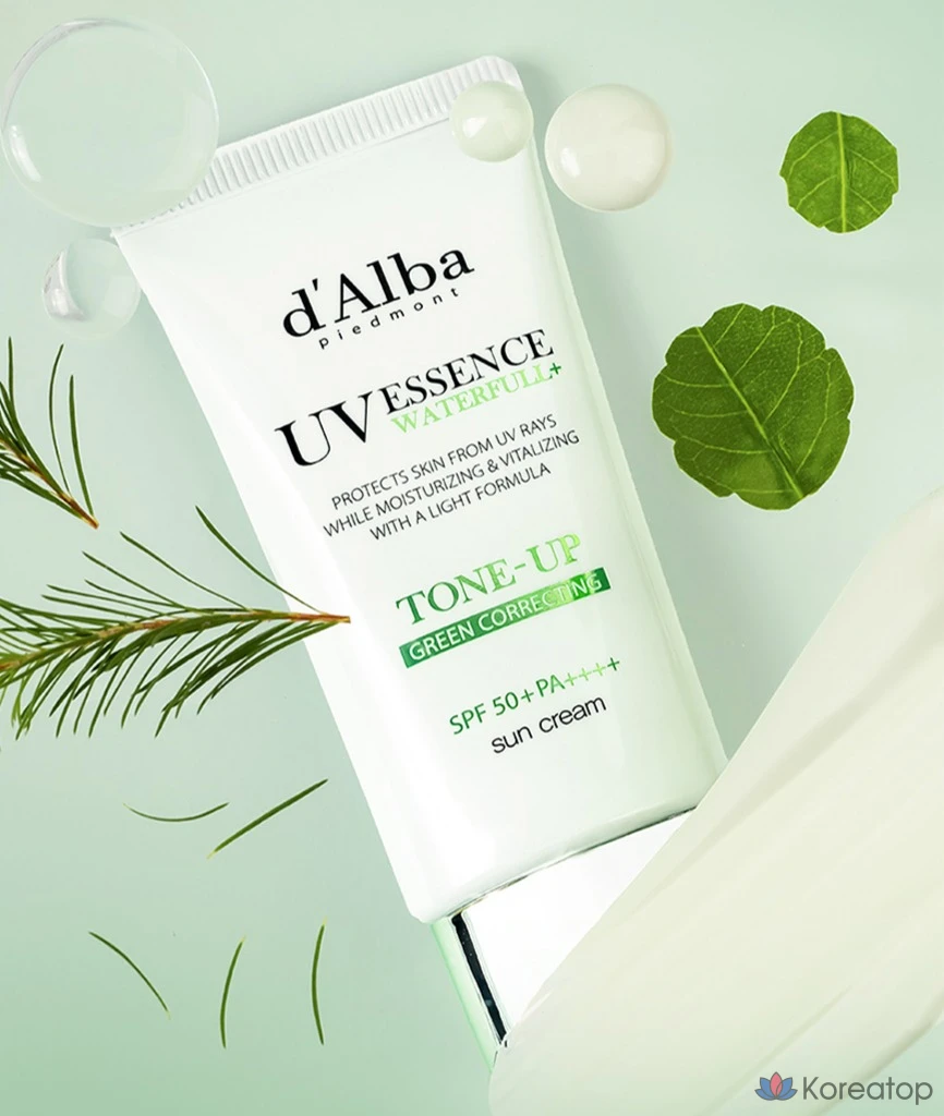 Солнцезащитный крем d'Alba Clean Tea Tree Liposome Tone-Up Sun Cream Green SPF50+ PA++++, 2 шт. + Серум-клинзер, 3 шт.