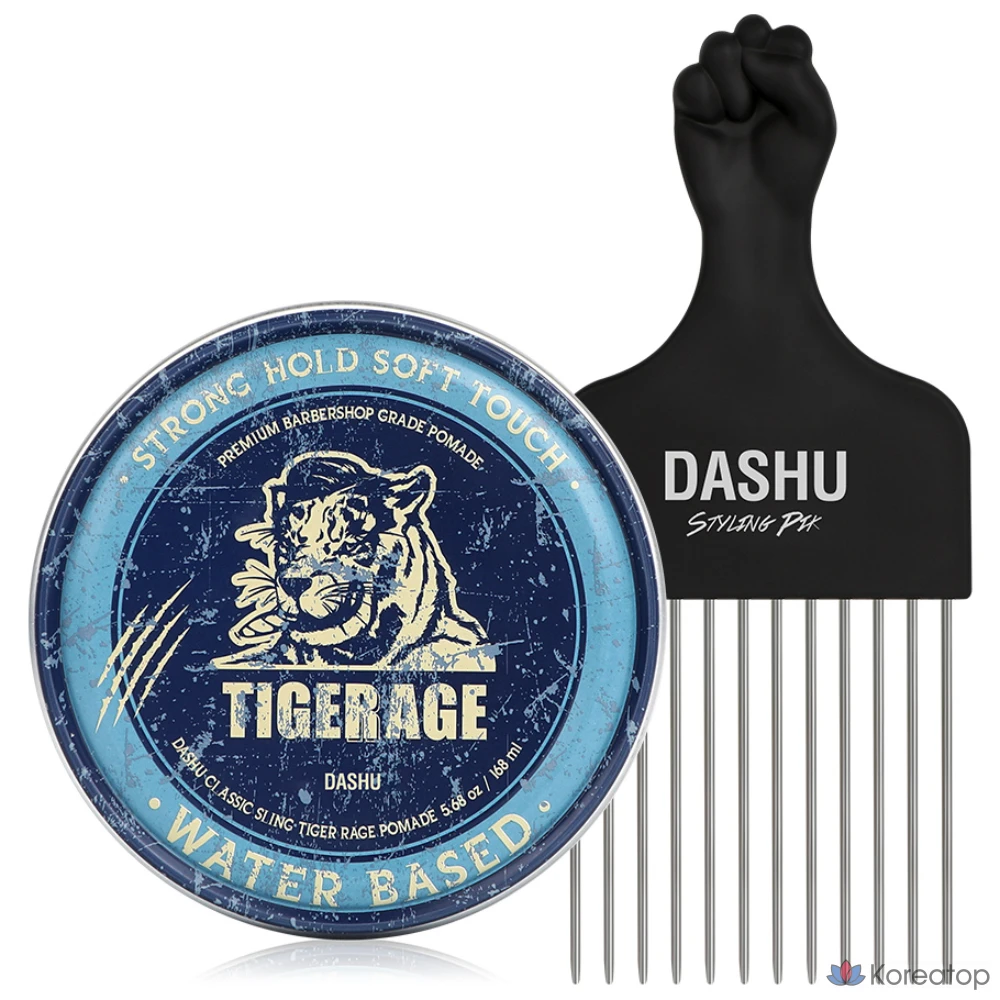 Помада для укладки волос DASHU Classic Tiger Rage Water Pomade + Styling Pick, 168 мл, 1 шт.