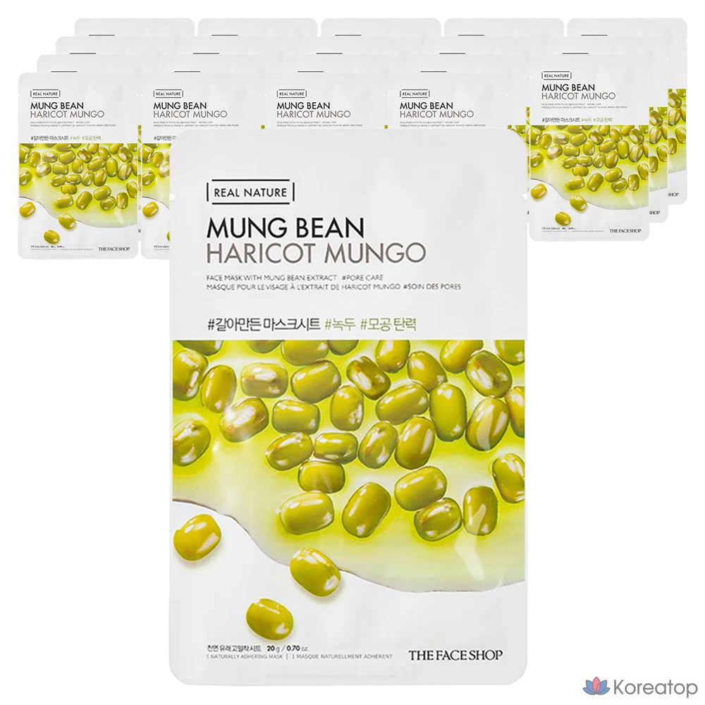 Тканевая маска для лица The Face Shop Ground Mung Bean Mask Sheet, 20 шт.