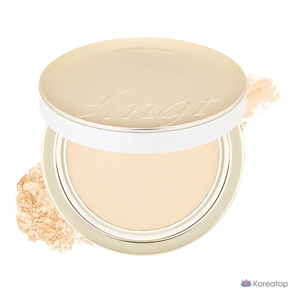 Компактная пудра The Face Shop FMGT New Gold Collagen Ampoule Two-Way Pact, оттенок 201 Apricot Beige, 9.5 г, 1 шт.