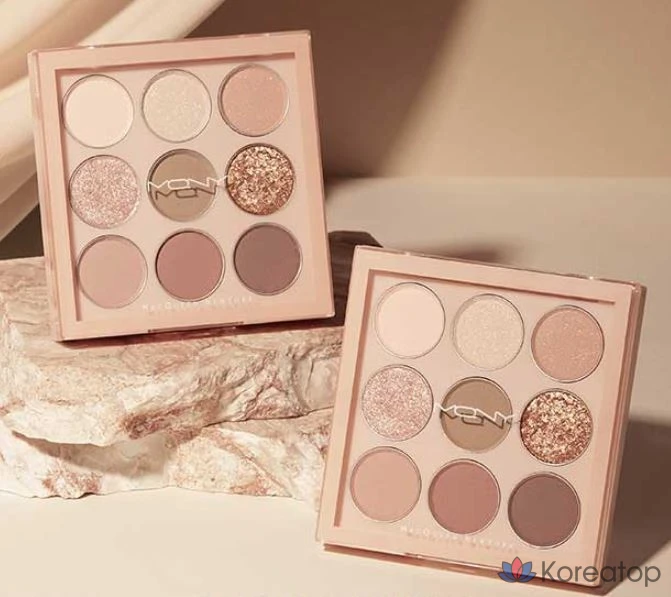 Тени для век Mqny 1001 Tone-on-Tone Shadow Palette Pro 9 Pan, оттенок Nude Mood, 1 шт.