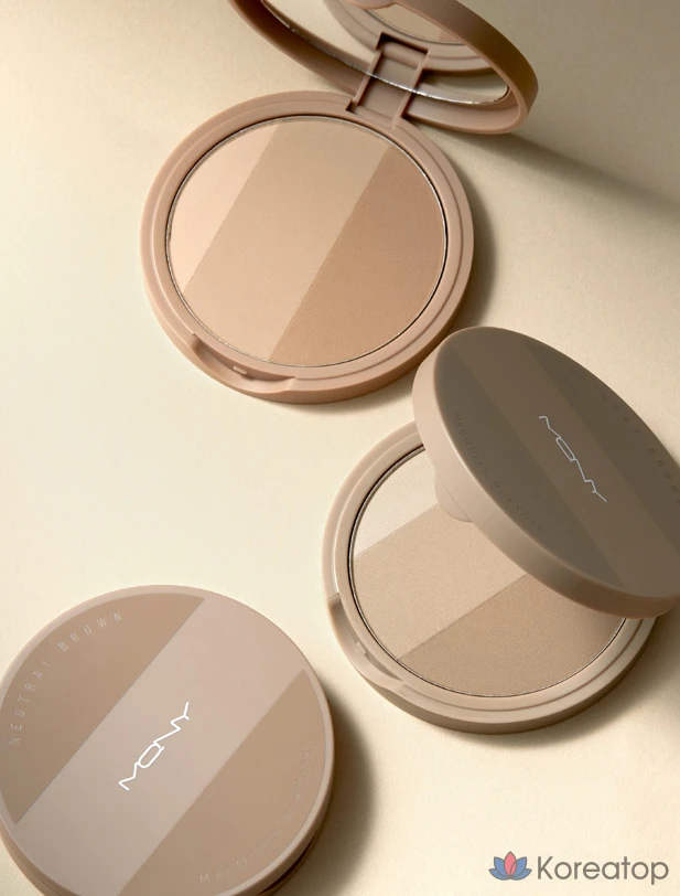 Скульптор-шиммер Mqny Fake Up 3-Color Shading, оттенок Neutral Brown, 9 г + кисть, 1 шт.