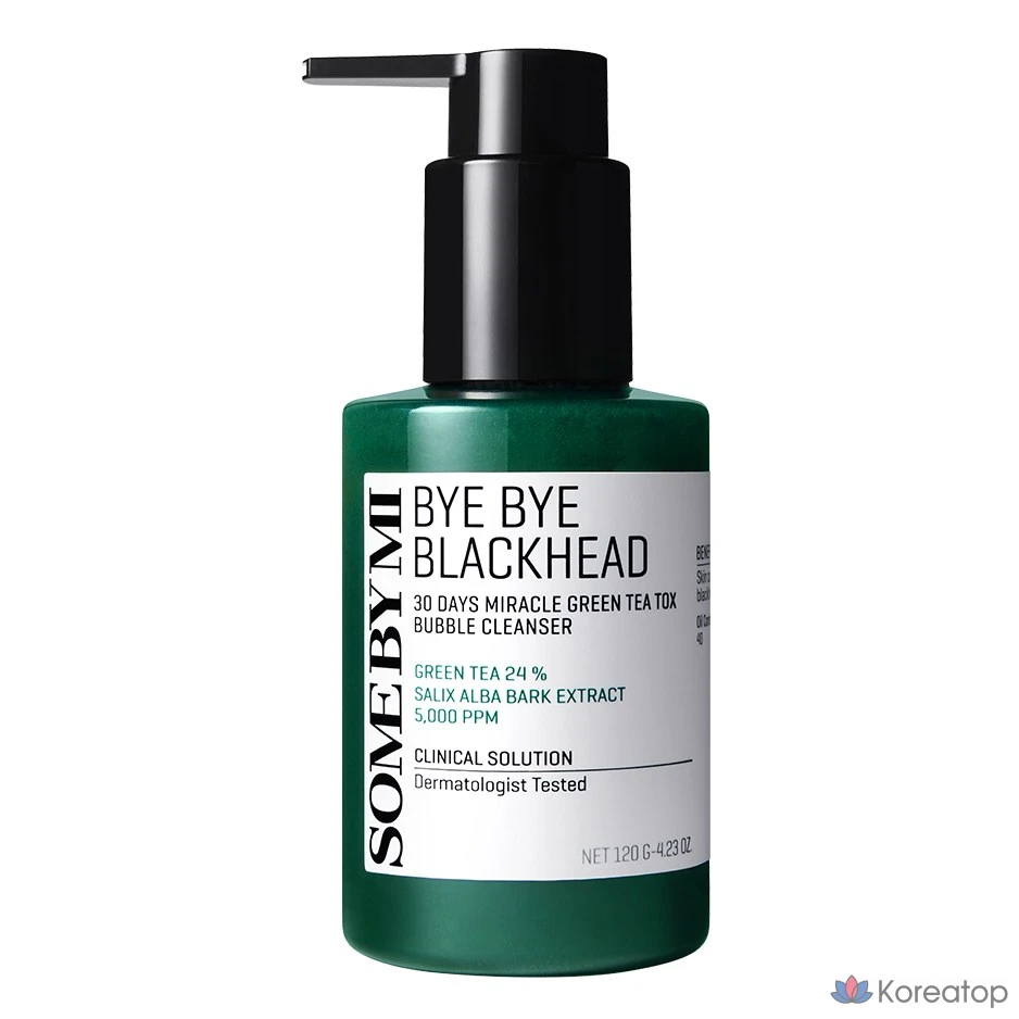 Очищающая пенка Some By Mi Bye Bye Blackhead 30 Days Miracle Green Tea Tox Bubble Cleanser, 120 г, 1 шт.