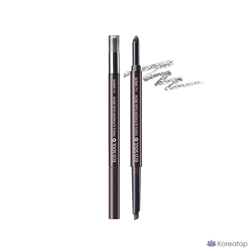 Карандаш для бровей The Saem Eco Soul Pencil & Powder Dual Brow, оттенок 03, 1 шт.