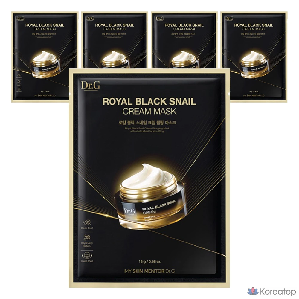Тканевая маска для лица Dr. G Royal Black Snail Cream Mask, 5 шт.