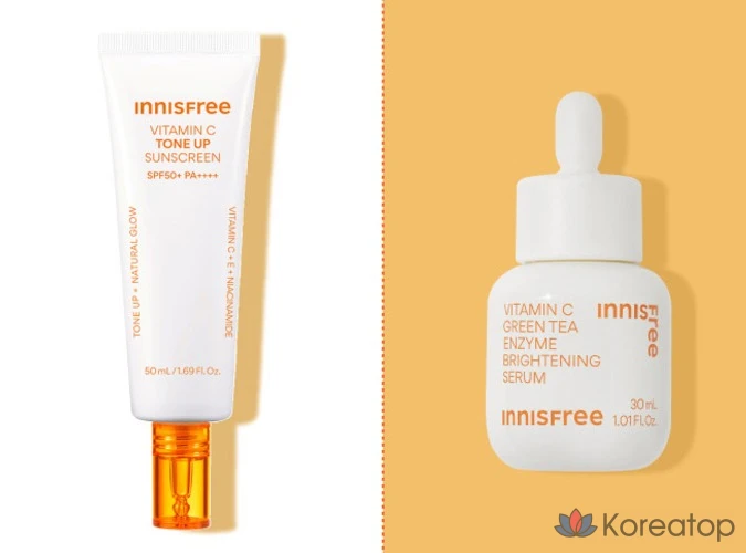 Сыворотка Innisfree Vitamin C Green Tea Enzyme Spot Toning Serum + Pads 2p Set, 45 мл, 1 шт.