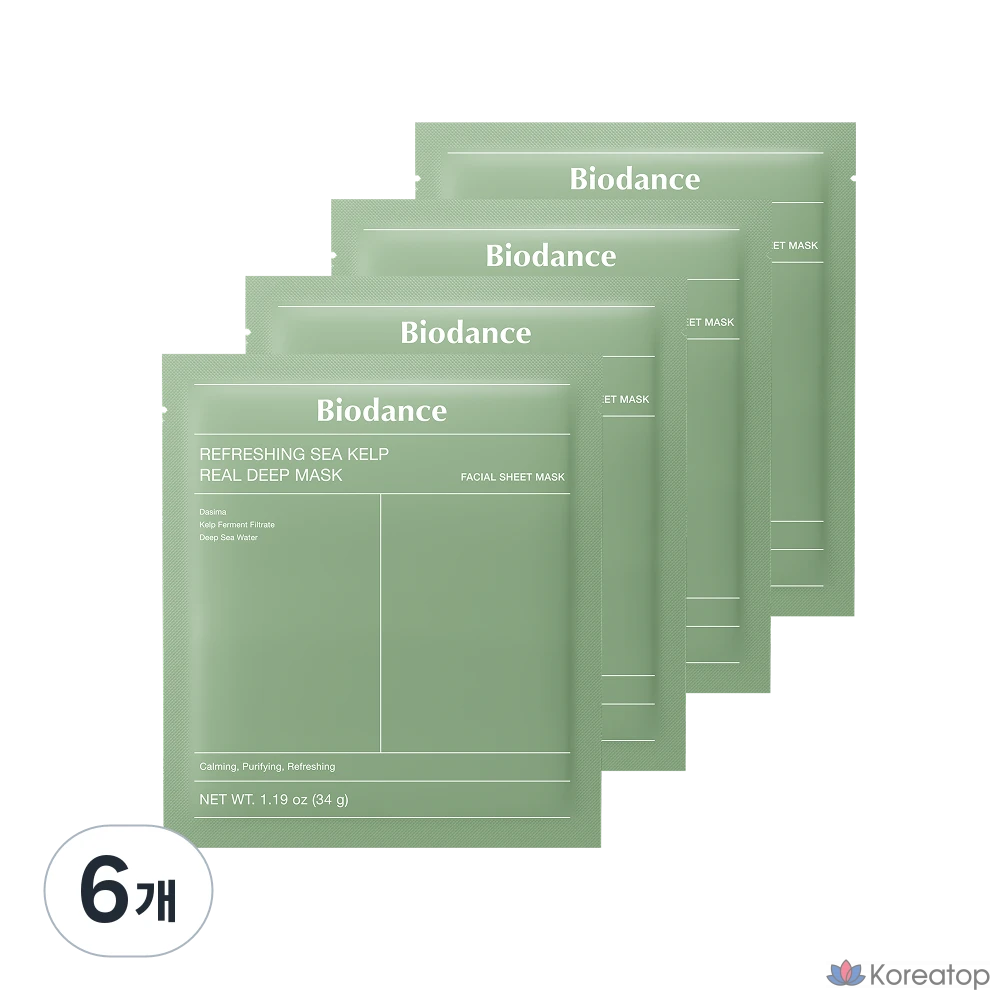 Тканевая маска для лица Biodance Refreshing Sea Kelp Real Deep Mask, 24 шт.