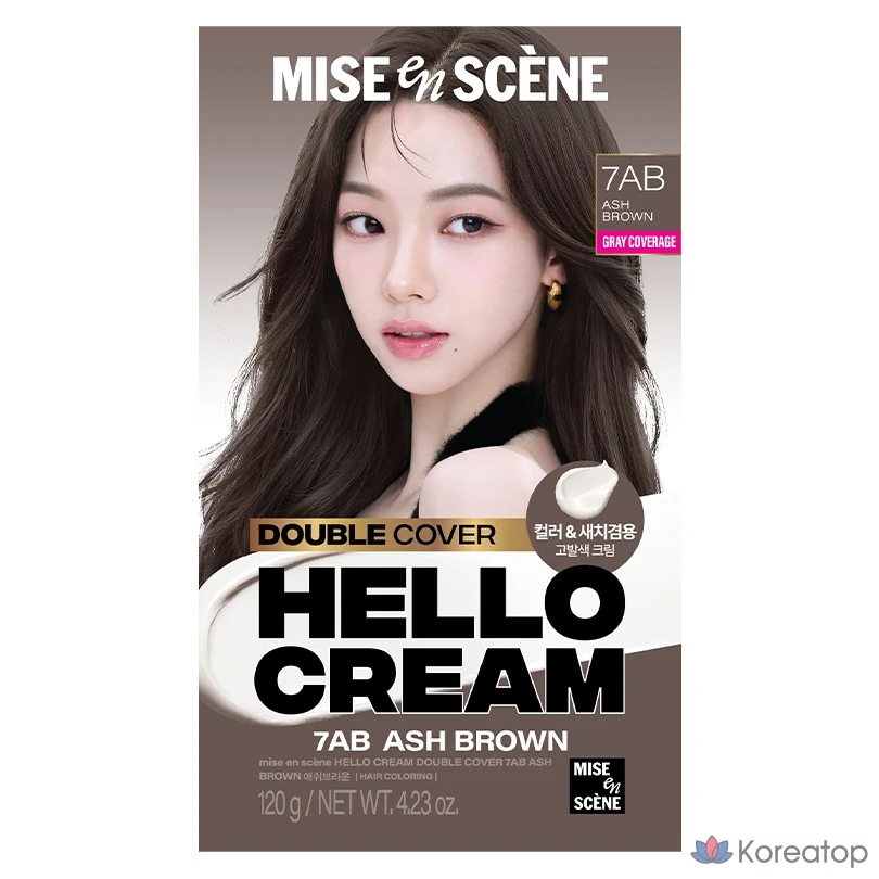 Краска для волос Mise en Scene Hello Cream Double Cover, оттенок Ash Brown, 1 шт.