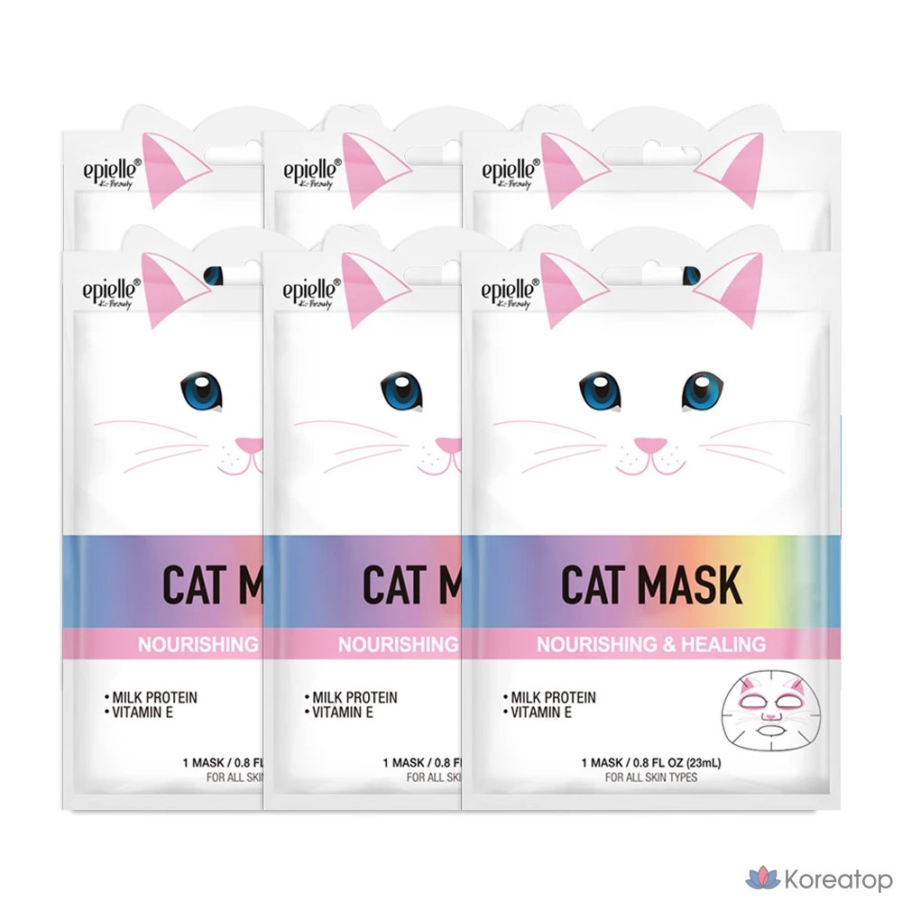 Тканевая маска для лица Epielle Character Mask Cat, 6 шт.