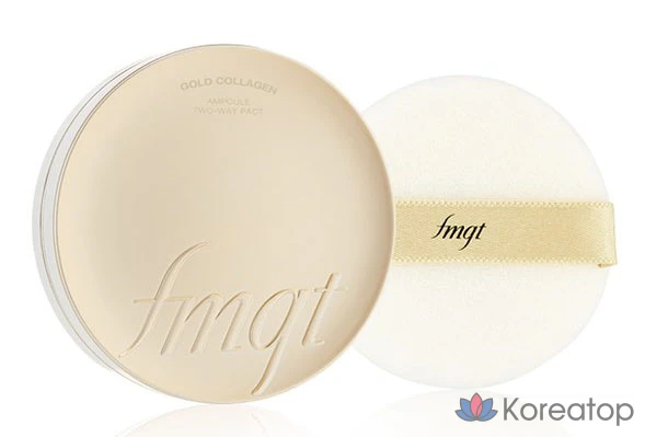 Компактная пудра The Face Shop FMGT New Gold Collagen Ampoule Two-Way Pact, оттенок 201 Apricot Beige, 9.5 г, 1 шт., фото 2