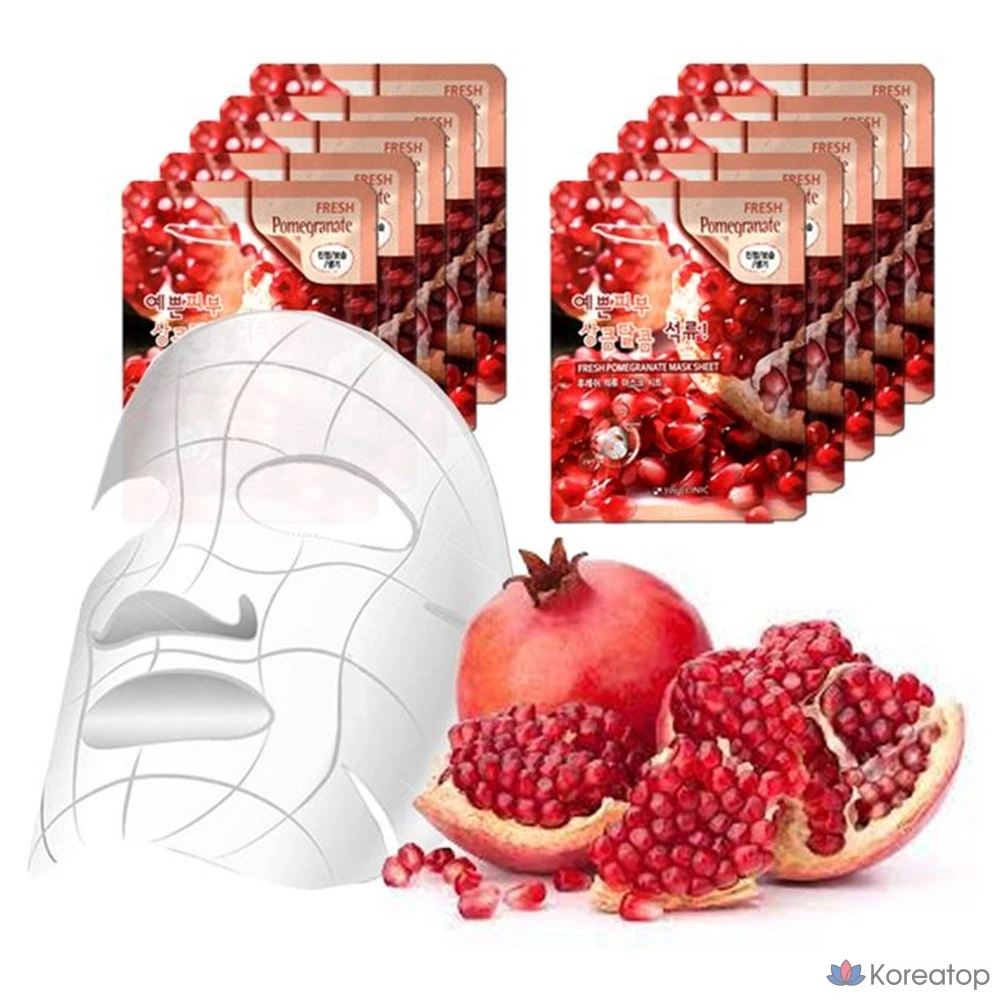 Тканевая маска для лица 3W Clinic Sinabro 129 Beautiful Skin Pomegranate High-Adhesion Mask Sheet, 10 шт.