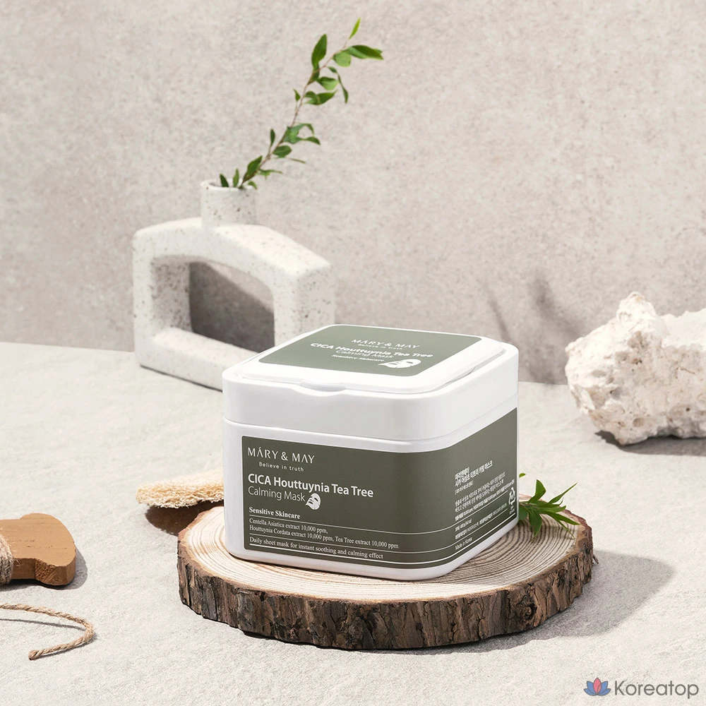 Тканевая маска для лица Mary&May Cica Heartleaf Tea Tree Calming Mask, 400 г, 90 шт., фото 4
