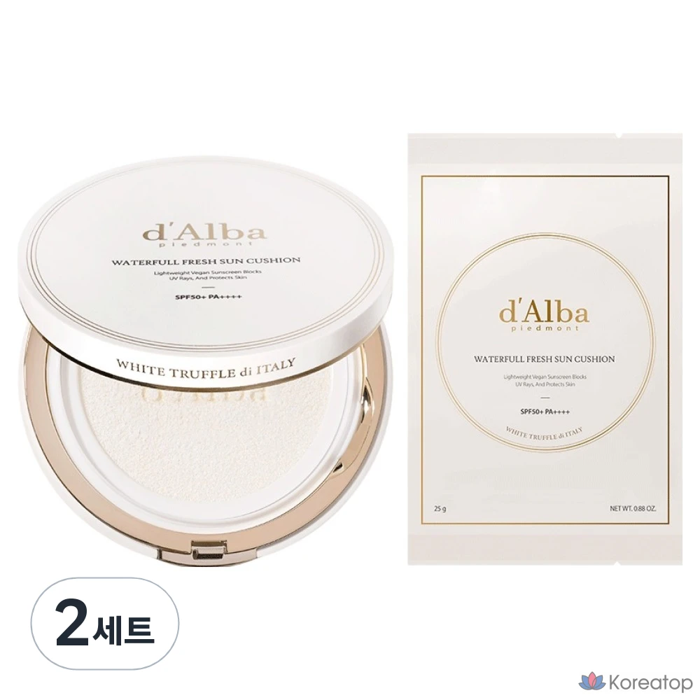 Набор для ухода d'Alba Waterfull Fresh Sun Cushion + Refill Set SPF50+ PA++++, 25 г, 2 шт.
