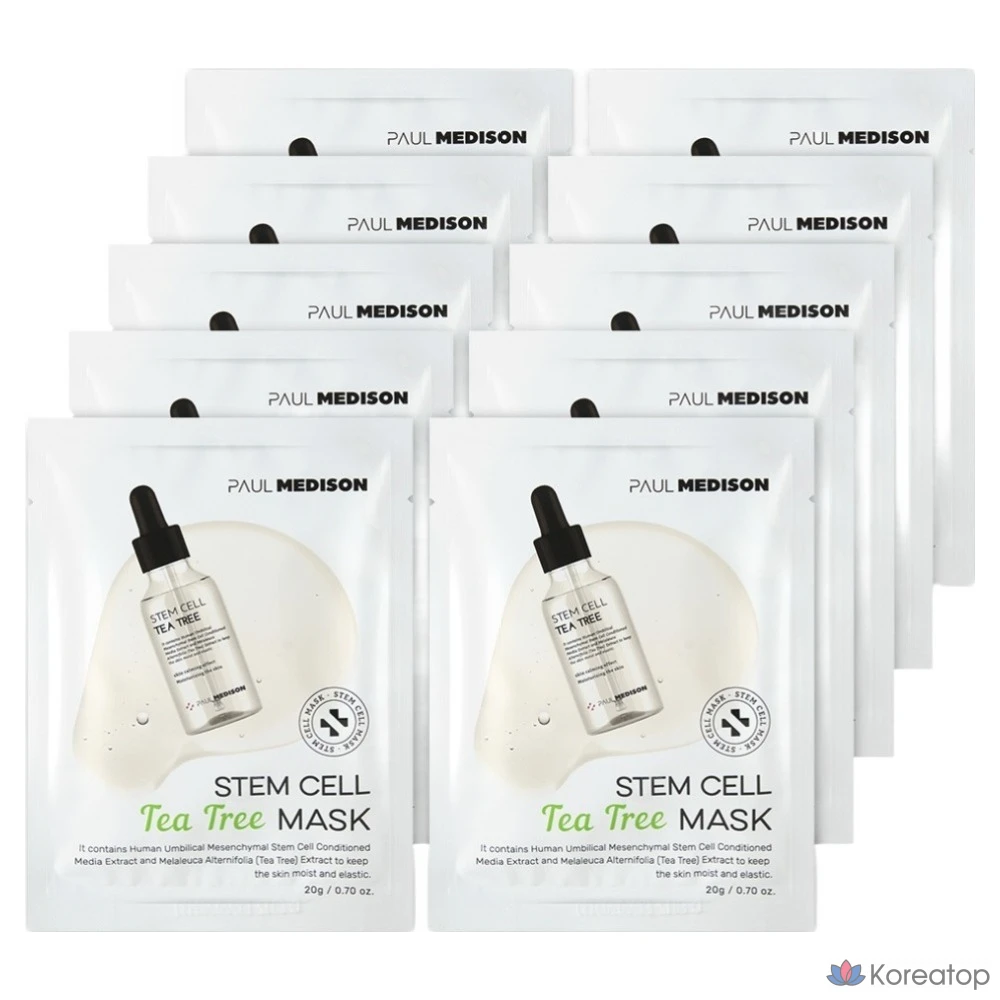 Тканевая маска для лица PAUL MEDISON Stem Cell Tea Tree Mask, 10 шт.