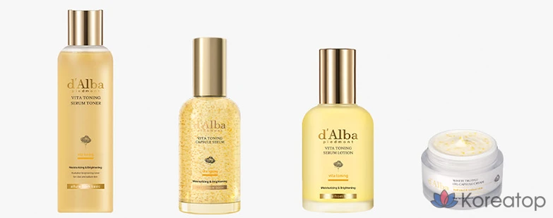 Набор для ухода d'Alba Vita Toning Capsule Cream 2-piece Set (Cream + Serum Cleanser), 55 г + 3 мл, 1 шт.