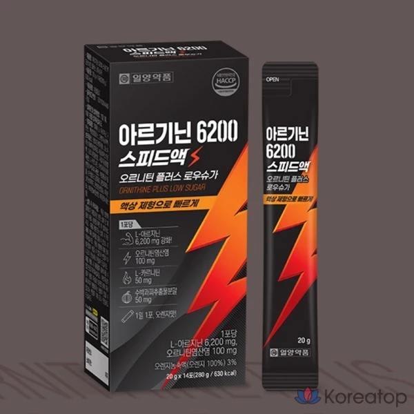 Пищевая добавка Il-Yang Arginine 6200 Speed-Act Ornithine Plus Low Sugar, 14 шт., 280 г, 1 шт.