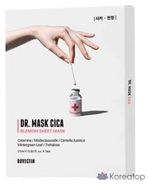 Тканевая маска для лица Rovectin Doctor Mask Cica, 6 шт., фото 8