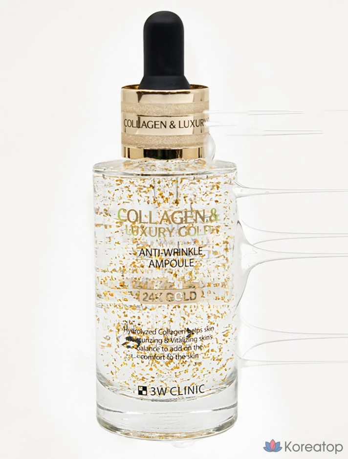 Ампульная сыворотка 3W Clinic Collagen &amp; Luxury Gold Anti-Wrinkle Ampoule, 55 мл, 1 шт.